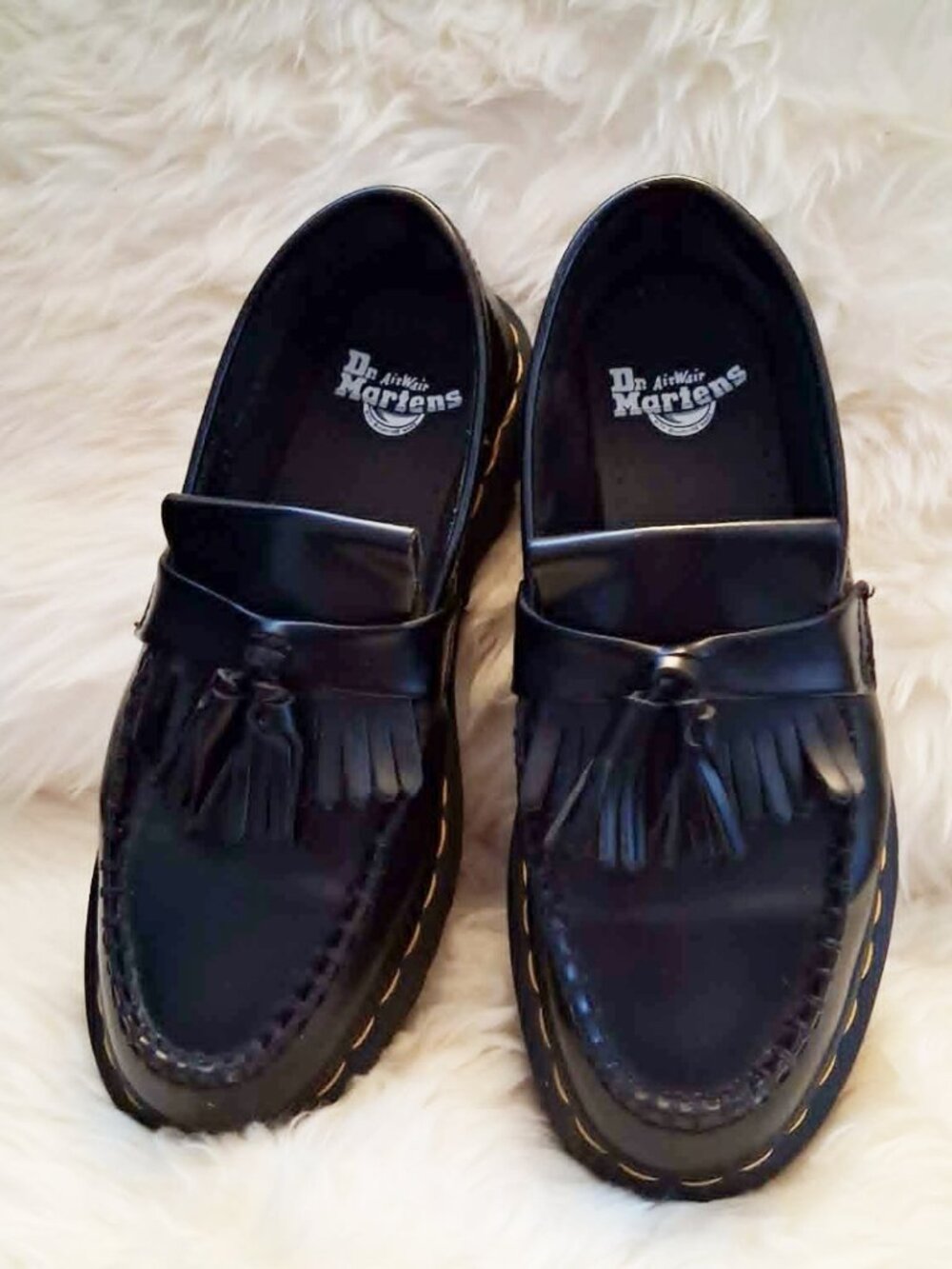 Dr. Martens Black Tassel Loafers with Fringe, Size 39